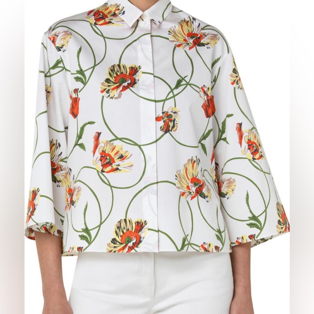 Akris Punto Poppy Dot Print Blouse